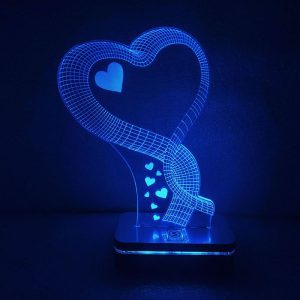 چراغ خواب طرح عاشقانه قلب مدل هفت رنگ کد 1077 سان لیزر