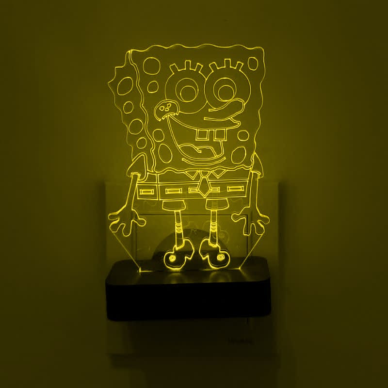 چراغ خواب اتاق کودک طرح کارتونی باب اسفنجی مدل دیواری
