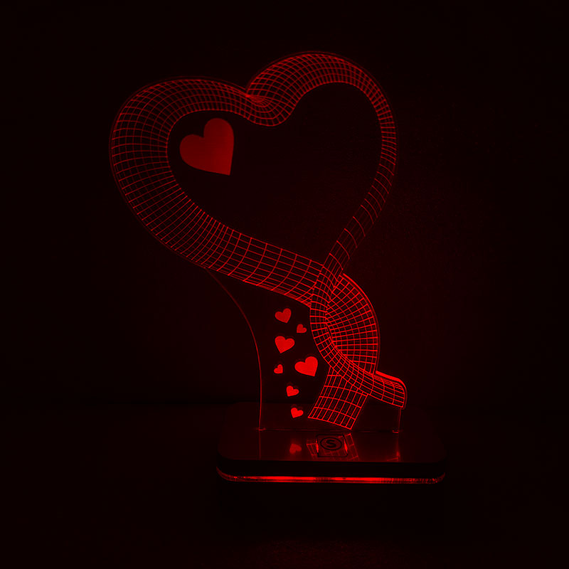 چراغ خواب طرح عاشقانه قلب مدل هفت رنگ کد 1077 سان لیزر